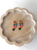 Basketball Team Spirit Fiesta Earrings: Teal, Pink and Orange