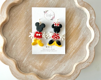 Pendientes de pareja de ratones, pendientes de personajes, regalos para ella