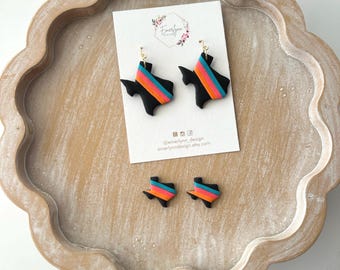 Team Spirit Texas Earrings: Teal, Pink and Orange