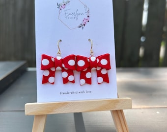 Minnie Bow Earrings: Polka Dot bows, Fun Gift for her