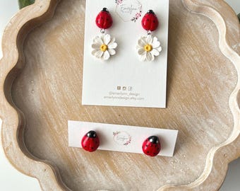 Pendientes de mariquita, regalo de primavera para ella