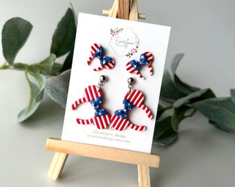 Mommy and Me Mouse Earrings | Patriotic 4th of July, USA Theme