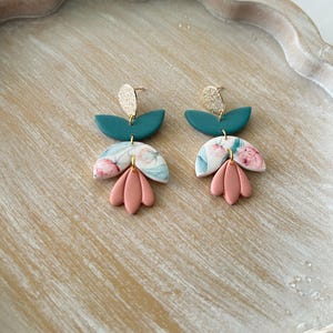 Statement Earrings, Boho earrings, Fall Dangle Earrings, Polymer Clay Earrings, Geometric Earrings, Trendy Earrings