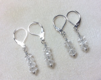Herkimer diamond earrings, 3 or 4 gems your choice, .925 solid silver