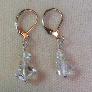 Herkimer Diamond earrings with large crystals, 925 silver ear wires