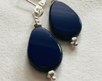 Lapis drop earrings, Lapis and .925 silver