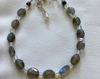 Labradorite and Moonstone bracelet colorful Labradorite and Moonstones 925 silver