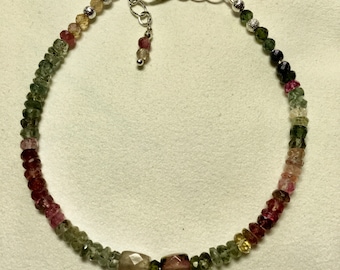 Tourmaline bracelet Watermelon tourmaline .925 silver