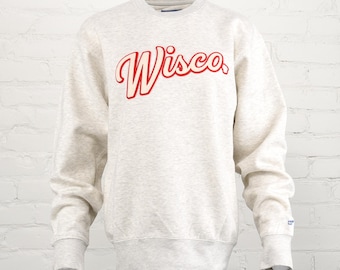 Wisconsin "Wisco" Felt Embroidery Crewneck Sweatshirt