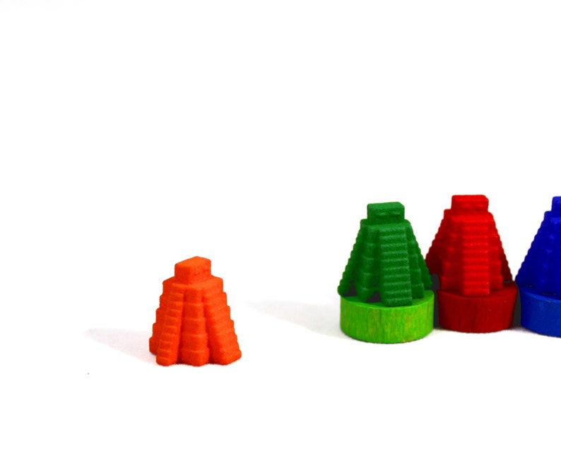 Tzolk/'in board game 3D printed ziggurat score track markers