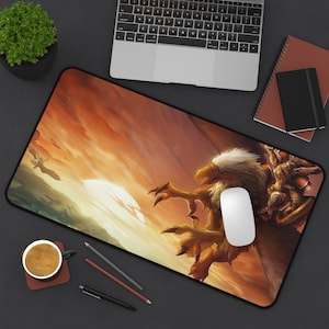 Gaming Mouse Pad, Warcraft Dwarven Gryphon Rider Design, Large Gaming Pad, Alliance Gift, World of Warcraft Desk Mat