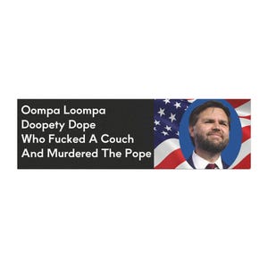 JD Vance Couch and Pope Meme bumper sticker, Cursed Meme Bumper Magnet, Weird Gift