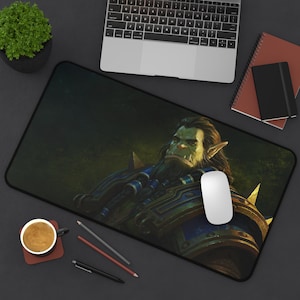 Gaming Desk Mat, Warcraft Thrall Character Art, Gamer Gift, War Within Expansion Set, Video Game Desk Pad, Gaming Decor