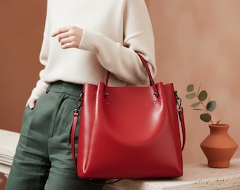 Bolso tote de piel, bolso estructurado, ideal para el trabajo y el día a día, regalo perfecto para mujeres.