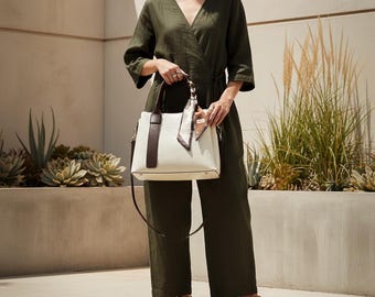 Sac fourre-tout classique en cuir véritable, style quotidien inspiré de Florence