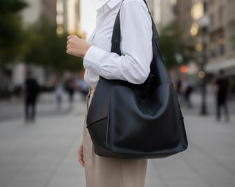 Sac fourre-tout surdimensionné en cuir végétalien souple, sac à main souple pour femme