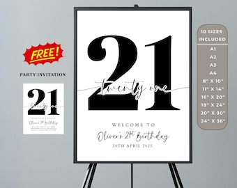 21st Birthday Welcome Sign: Minimalist Party Decor (Digital Download)