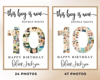 Boy 10th Birthday Photo Sign Template: Minimalist Double Digits (Digital Download)
