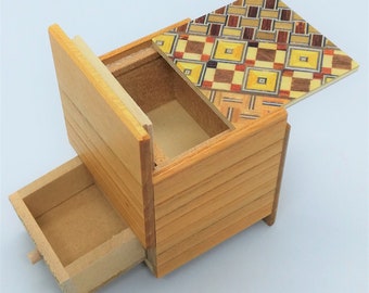 12 steps Walnut wood 3 sun Japanese Puzzle Box Karakuri Himitsu-bako OKA CRAFT