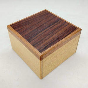 Square 12 steps Rosewood/Agathis wood (3.0inch/78mm) Japanese Puzzle box (Himitsu-bako) by Hiroyuki Oka
