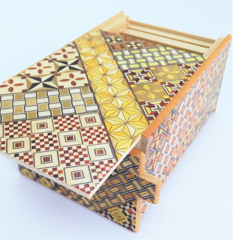 12 steps Yosegi 5 sun 6inch/150mm Japanese Puzzle box Etsy