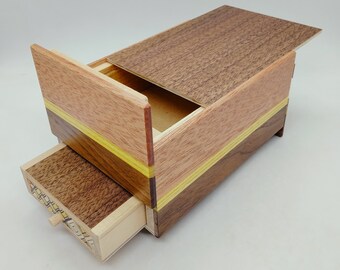 Drawer 10 steps Natural wood 5 sun (6inch/150mm) Japanese Puzzle box Himitsu-bako