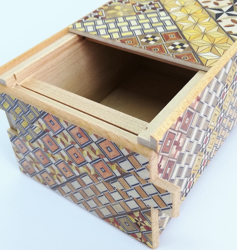 12 steps Yosegi 5 sun 6inch/150mm Japanese Puzzle box Etsy