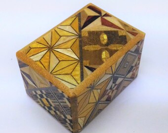 Mame 4 steps Yosegi 1 sun (1.7inch 43mm) Japanese Puzzle box Himitsu-bako