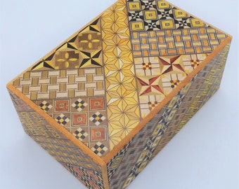 27 steps Yosegi 5 sun (150mm/6.0inch) Japanese Puzzle box (Himitsu-bako)