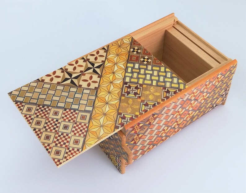 12 steps Yosegi 5 sun 6inch/150mm Japanese Puzzle box Etsy