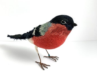 Textile Sculpture Bullfinch Bird