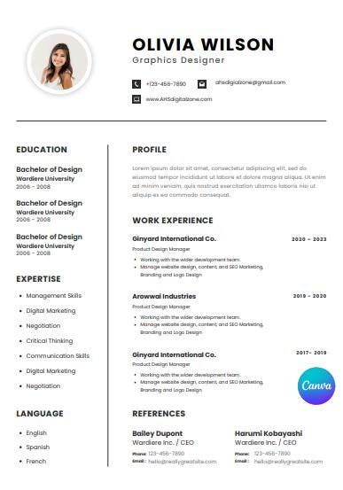 Cv Application Form Application Template, Professional Resume Template, CV, Artist Resume ...