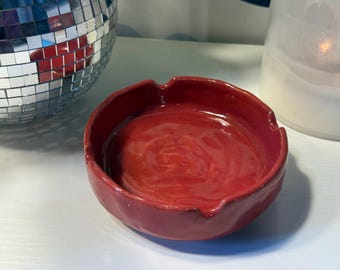Handmade Ceramic Ashtray – Red Celadon and Galaxy glaze