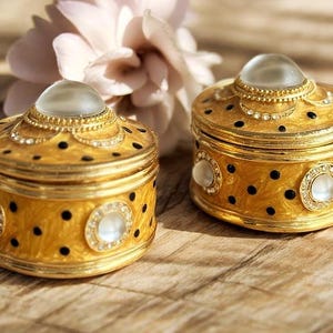 Vintage Trinket Box, Set of 2, Vintage Trinket Ring Boxes, Metal Trinket Boxes, Vintage Jewelry Boxes, Gold Trinket Boxes, Gift For Her