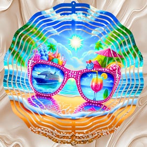 Conception de sublimation de toupie à vent de plage tropicale, vibrations estivales (fichier PNG à téléchargement numérique de 12 po.)