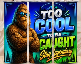 Diseño digital para sublimación de un genial vaso térmico Bigfoot de 20 oz sin costuras.