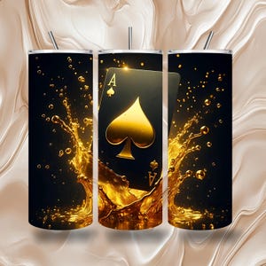 Ace of Spades Sublimation Design PNG | Gold Splash Playing Card | Card Game 20 OZ Skinny  Tumbler Wrap | Instant  Download | Casino Poker