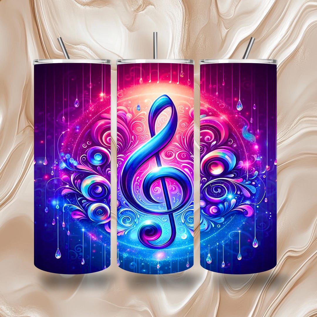 Musical Note 20 OZ Skinny Tumbler Wrap Seamless & Straight Sublimation ...