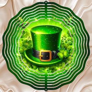 Saint Patrick's Day Lucky Hat Klöver Shamrock Irländsk Grön 12' Vindspinna Sublimeringsdesign Digital Nedladdning