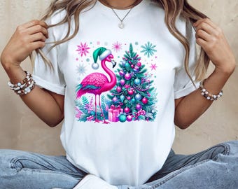 Christmas Flamingo Shirt Sublimation Design: Festive Holiday (PNG Digital Download)