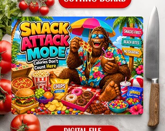 Tabla de cortar de vidrio divertida para comer en la playa de verano, diseño de sublimación, descarga digital.