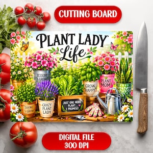 Växt Lady Life Trädgårdsblommor Vår Glasskärbräda Sublimeringsdesign Digital Nedladdning