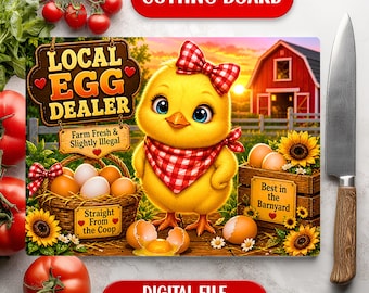 Tabla de cortar con diseño de sublimación, divertida y humorística, ideal para granjas de pollos.
