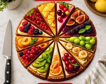 Tabla de cortar redonda con diseño de sublimación para hornear tartas y frutas (descarga digital)