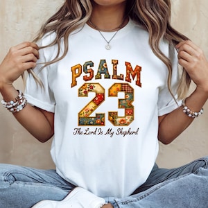 Psalm 23 The Lord Is My Shepherd Shirt Sublimation Design Digital Download Retro Vibes Plaid Patchwork Religious Faith Jesus Floral Trendy