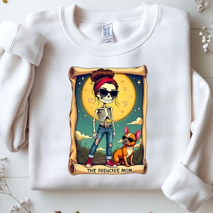 Frenchie Mom T-shirt Sublimation Design | Instant Download | Halloween Spooky Skeleton Dog Mom | French Bulldog Lover |  Cool Pet Mom