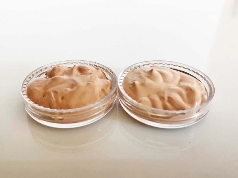 Two cream foundation samples, natural foundation makeup, mineral foundation, liquid foundation, light coverage makeup in light and medium image 3