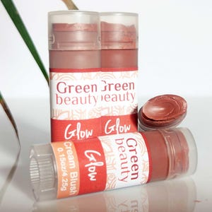 Cream blush, Glow, natural makeup, natural cosmetics, blush stick, mineral makeup, cheek blush, cheek stain, no makeup makeup