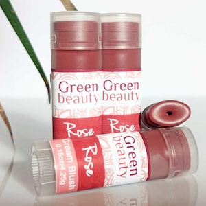Cream blush, Rose, blush stick, cheek stain, mineral makeup, natural makeup, lip stick, natural blush, no makeup makeup, natural cosmetics