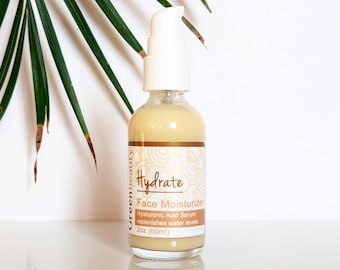 Hyaluronic Acid Face Serum: Light Hydrating Moisturizer with Squalane and Sea Kelp - 2oz